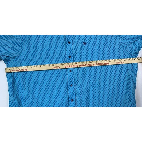 ARIAT Button Down Mens XXL Long Sleeve Geometric Rodeo Cowboy Turquoise Blue - Picture 5 of 8